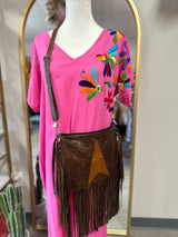 Fringe leather purse