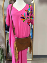 Fringe leather purse