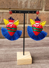 Sacred heart tassel earrings